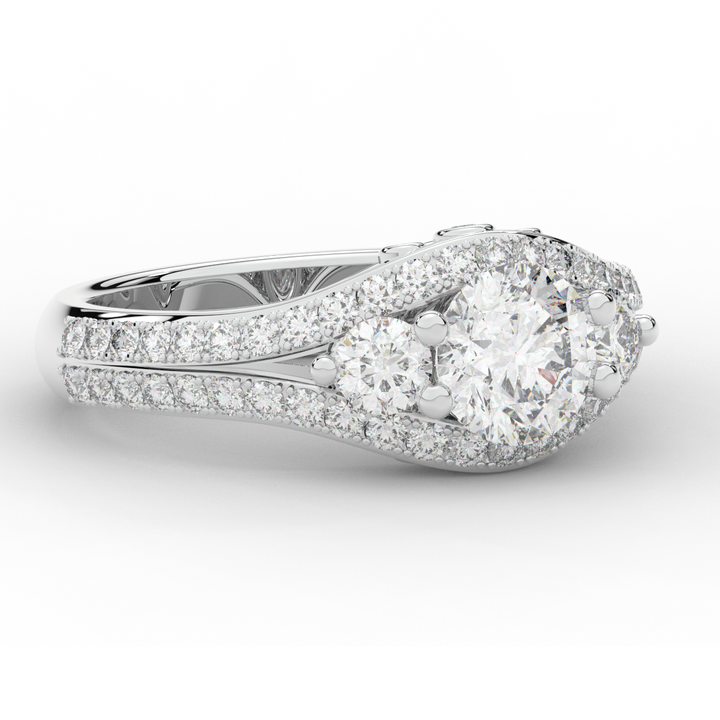 1.90CT.TW ROUND LAB DIAMOND THREE STONE ENGAGEMENT RING - Nazarelle