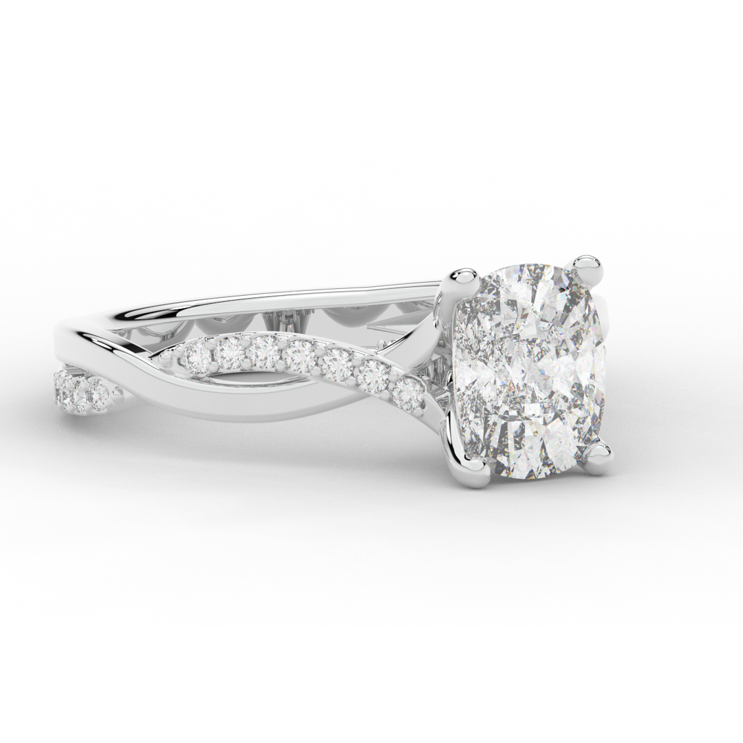 1.70CT.TW CUSHION LAB DIAMOND TWIST BAND ENGAGEMENT RING - Nazarelle