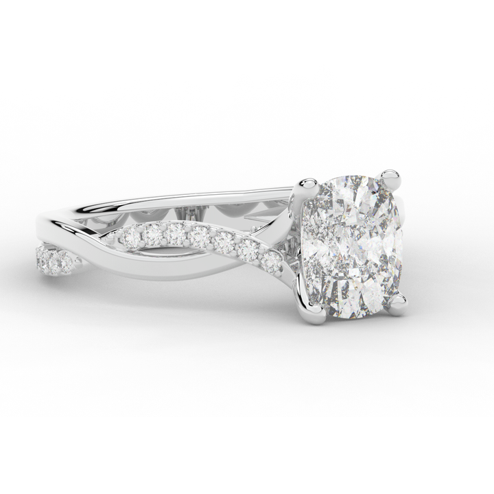 1.70CT.TW CUSHION LAB DIAMOND TWIST BAND ENGAGEMENT RING - Nazarelle