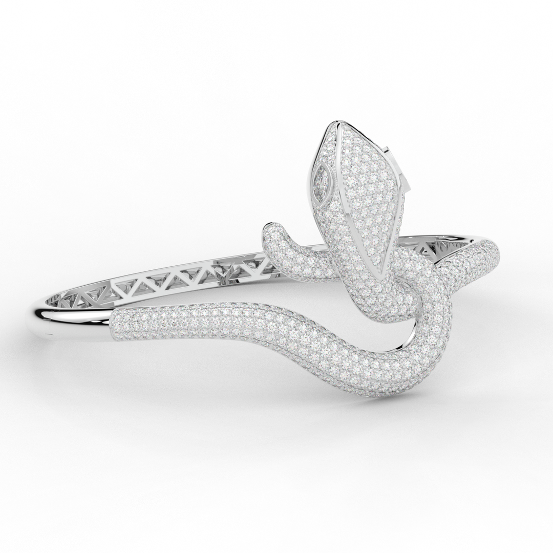 4.90CT.TW ROUND AND PEAR LAB DIAMOND SNAKE BANGLE - Nazarelle