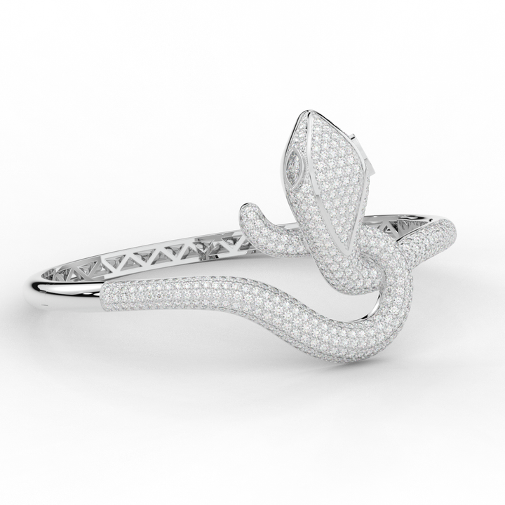 4.90CT.TW ROUND AND PEAR LAB DIAMOND SNAKE BANGLE - Nazarelle