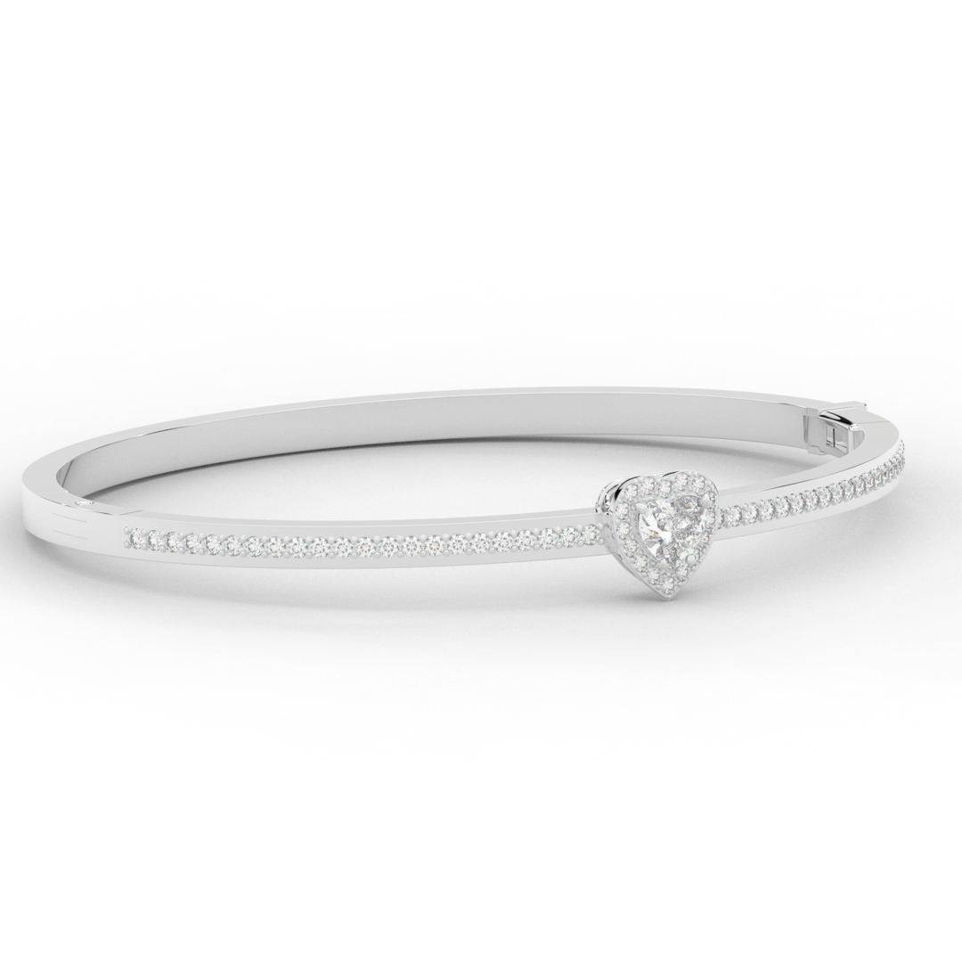1.65CT.TW HEART AND ROUND LAB DIAMOND  BANGLE - Nazarelle