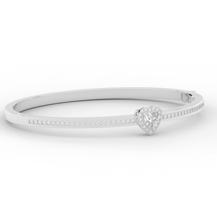 1.65CT.TW HEART AND ROUND LAB DIAMOND  BANGLE - Nazarelle