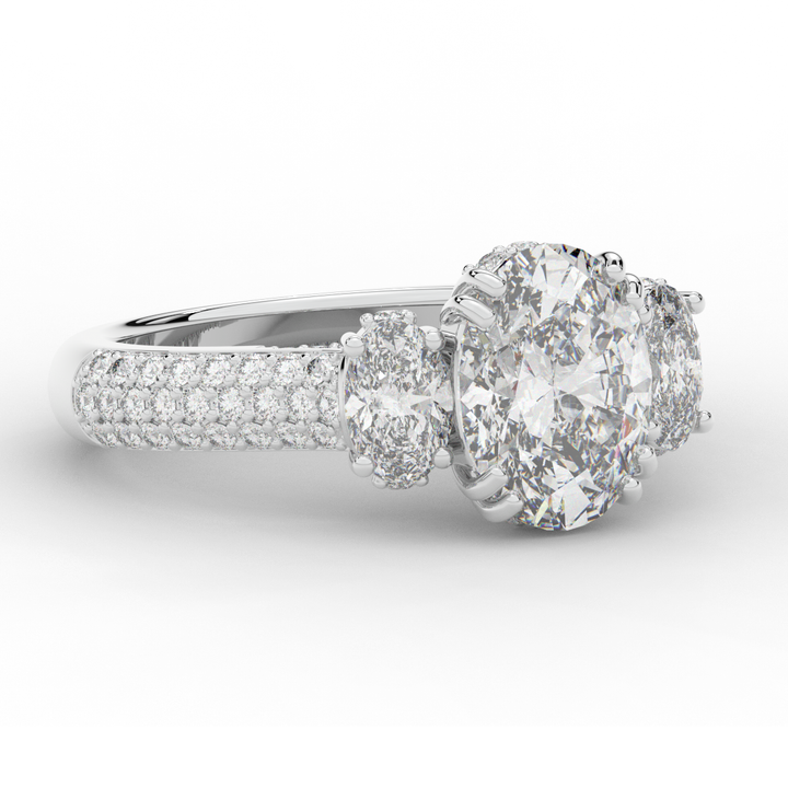 3.70CT.TW OVAL LAB DIAMOND 3 STONE ENGAGEMENT RING - Nazarelle