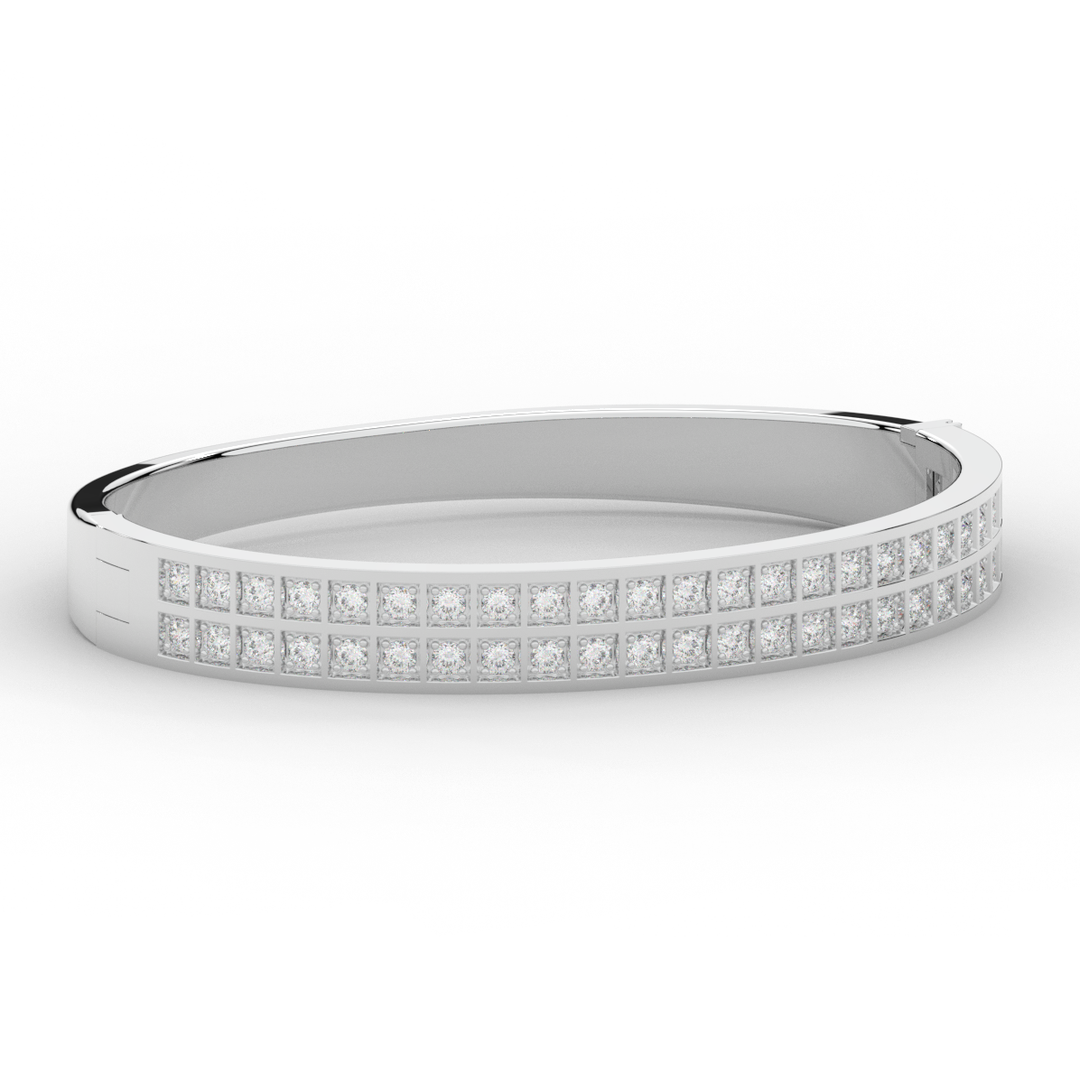 2.00CT.TW ROUND LAB TWO ROW DIAMOND BANGLE - Nazarelle