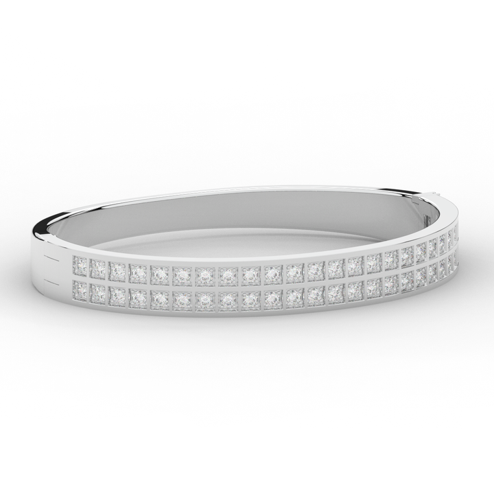 2.00CT.TW ROUND LAB TWO ROW DIAMOND BANGLE - Nazarelle