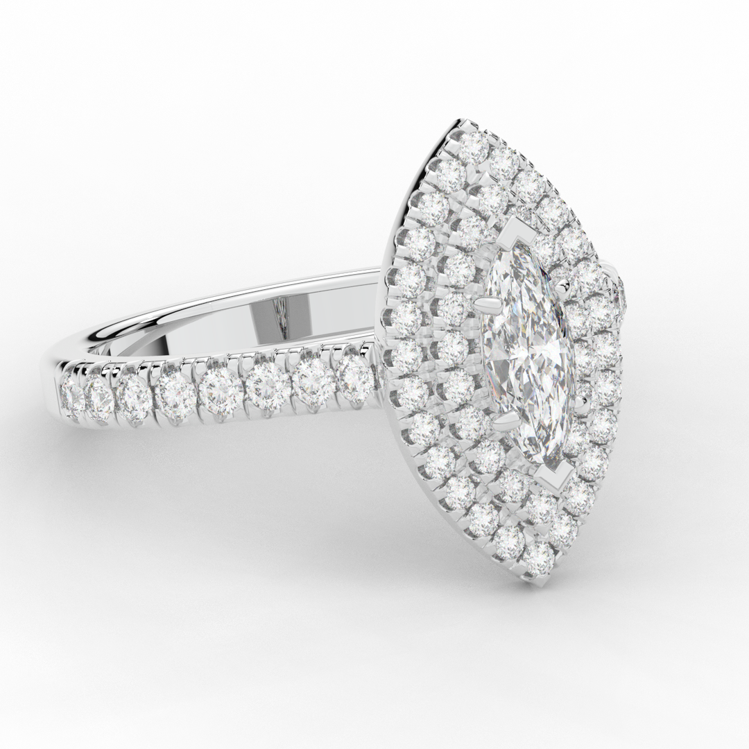 1.00CT.TW MARQUISE LAB DIAMOND HALO ENGAGEMENT RING - Nazarelle