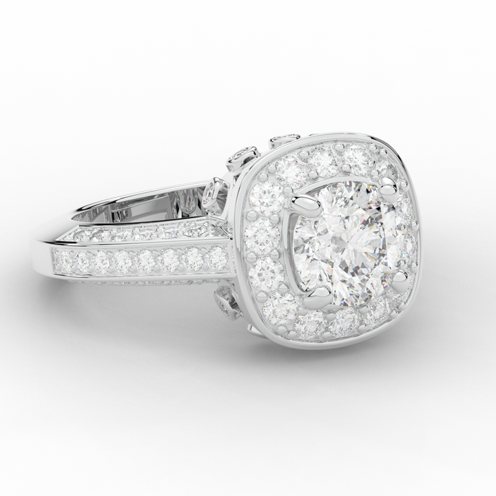 1.50CT.TW ROUND LAB DIAMOND HALO ENGAGEMENT RING - Nazarelle