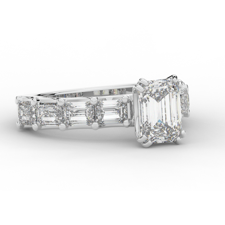 3.75CT.TW EMERALD CUT LAB DIAMOND SOLITAIRE ENGAGEMENT RING - Nazarelle