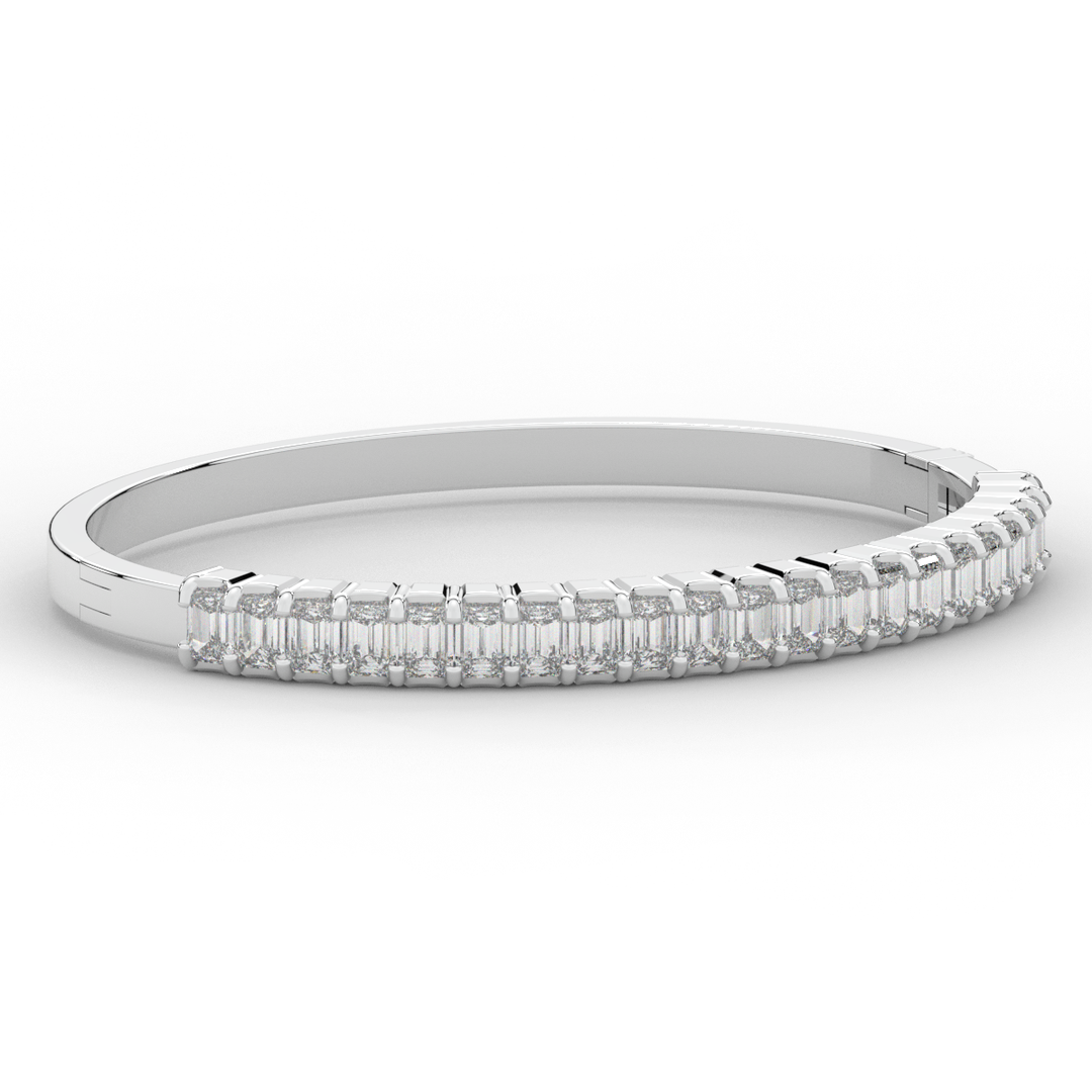 6.50CT.TW EMERALD CUT LAB DIAMOND BANGLE - Nazarelle