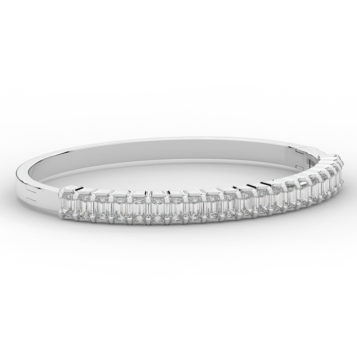 6.50CT.TW EMERALD CUT LAB DIAMOND BANGLE - Nazarelle