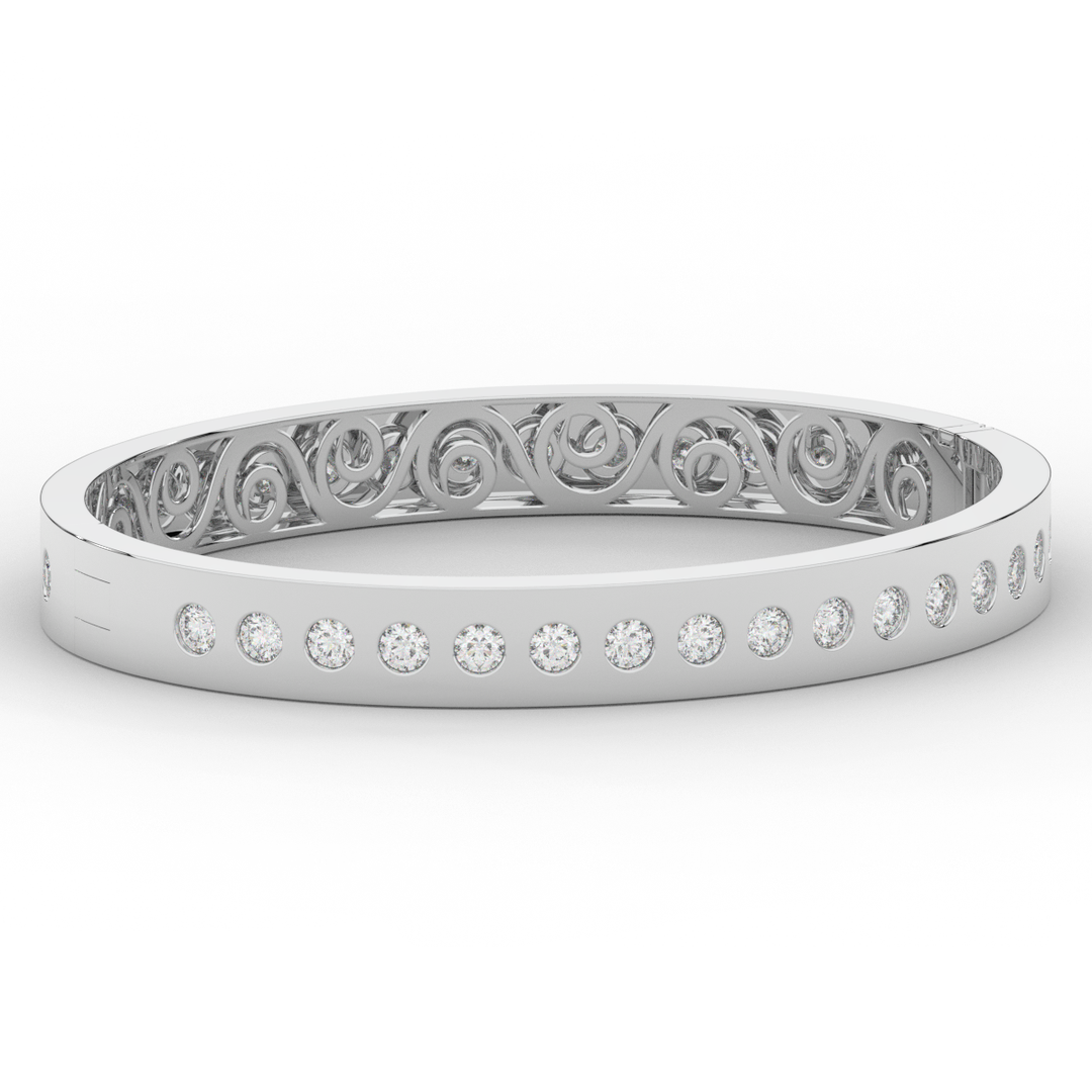 4.50CT.TW ROUND LAB DIAMOND ETERNITY BEZEL SET BANGLE - Nazarelle