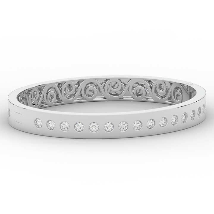 4.50CT.TW ROUND LAB DIAMOND ETERNITY BEZEL SET BANGLE - Nazarelle