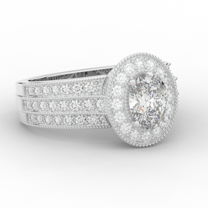 1.80CT.TW OVAL LAB DIAMOND HALO ENGAGEMENT RING - Nazarelle