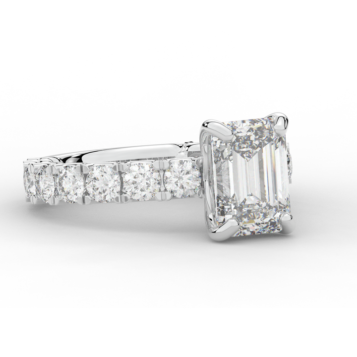 4.35CT.TW EMERALD CUT LAB DIAMOND ENGAGEMENT RING - Nazarelle