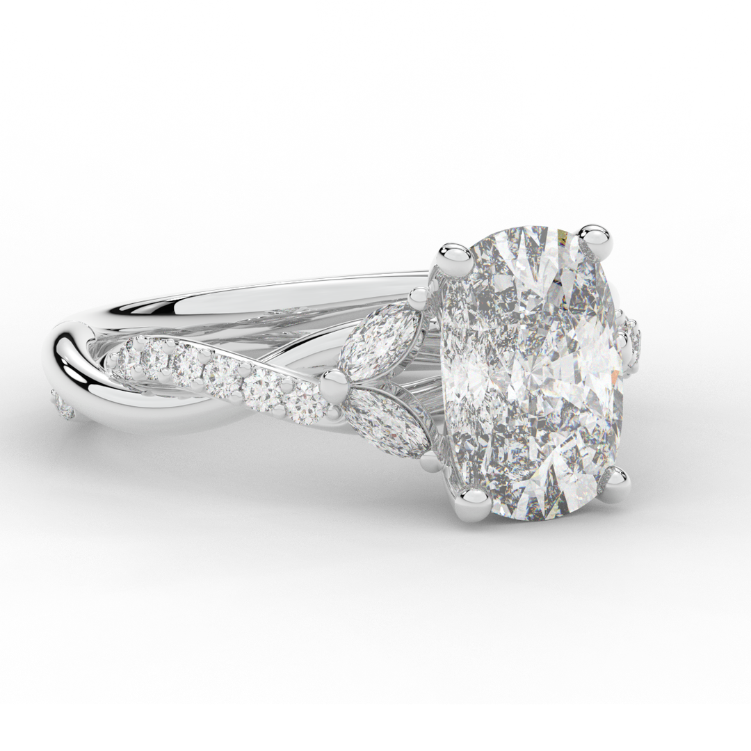 2.40CT.TW CUSHION LAB DIAMOND TWIST BAND ENGAGEMENT RING - Nazarelle