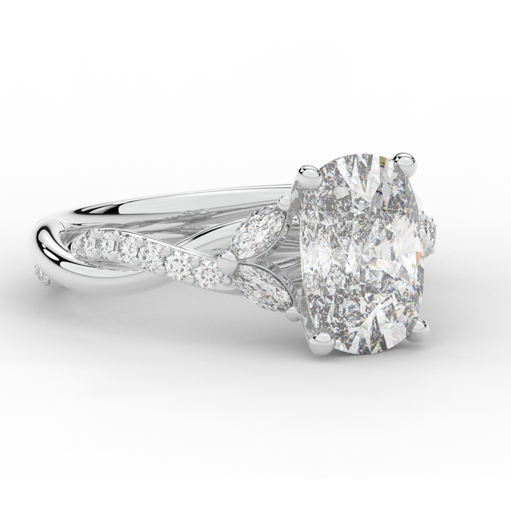 2.40CT.TW CUSHION LAB DIAMOND TWIST BAND ENGAGEMENT RING - Nazarelle