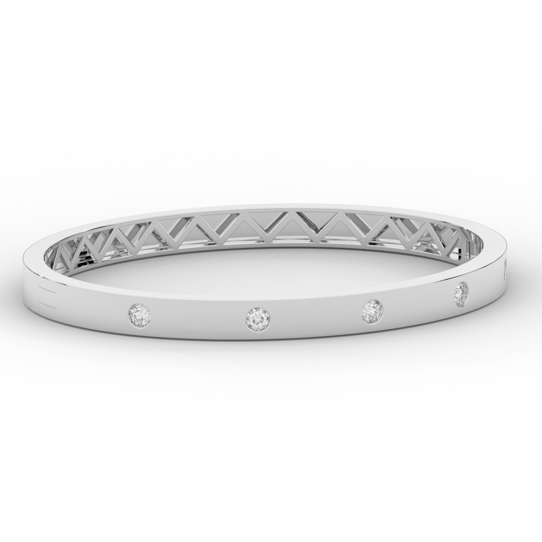 0.50CT.TW ROUND LAB DIAMOND BEZEL SET BANGLE - Nazarelle