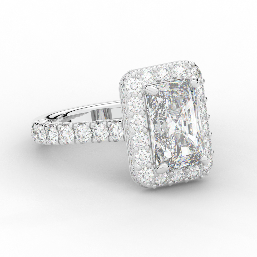 4.50CT.TW RADIANT LAB DIAMOND HALO ENGAGEMENT RING - Nazarelle