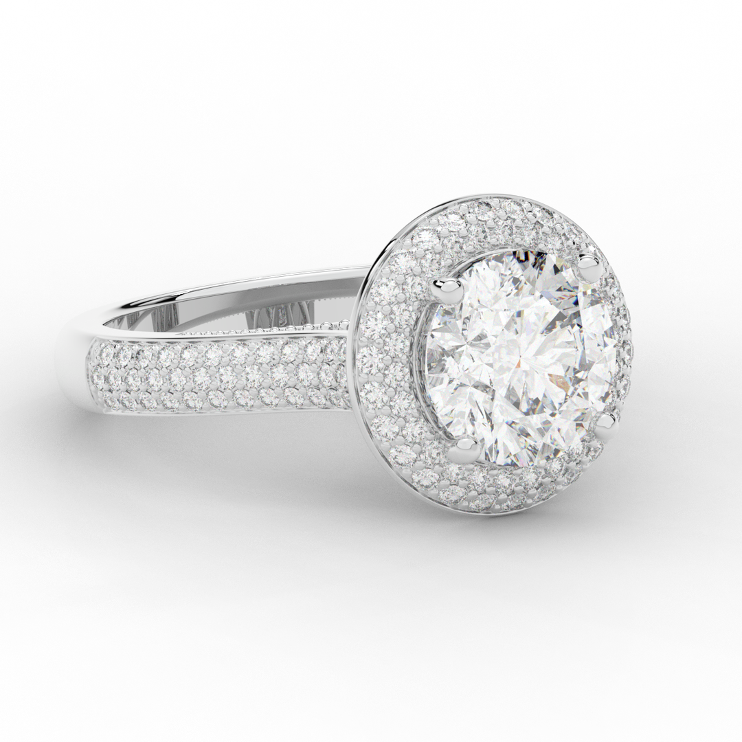 2.45CT.TW ROUND LAB DIAMOND HALO ENGAGEMENT RING - Nazarelle