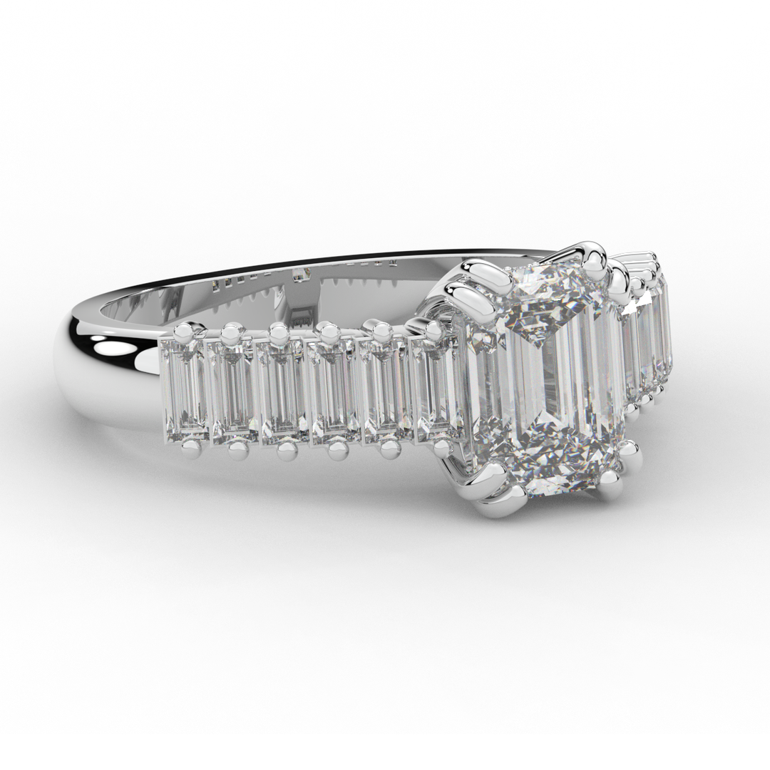 2.60CT.TW EMERALD CUT LAB DIAMOND ENGAGEMENT RING - Nazarelle