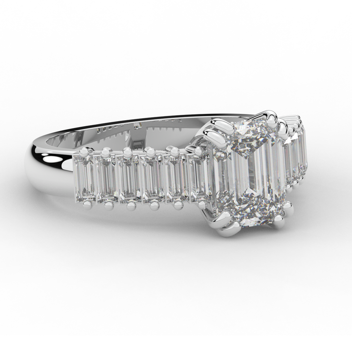2.60CT.TW EMERALD CUT LAB DIAMOND ENGAGEMENT RING - Nazarelle