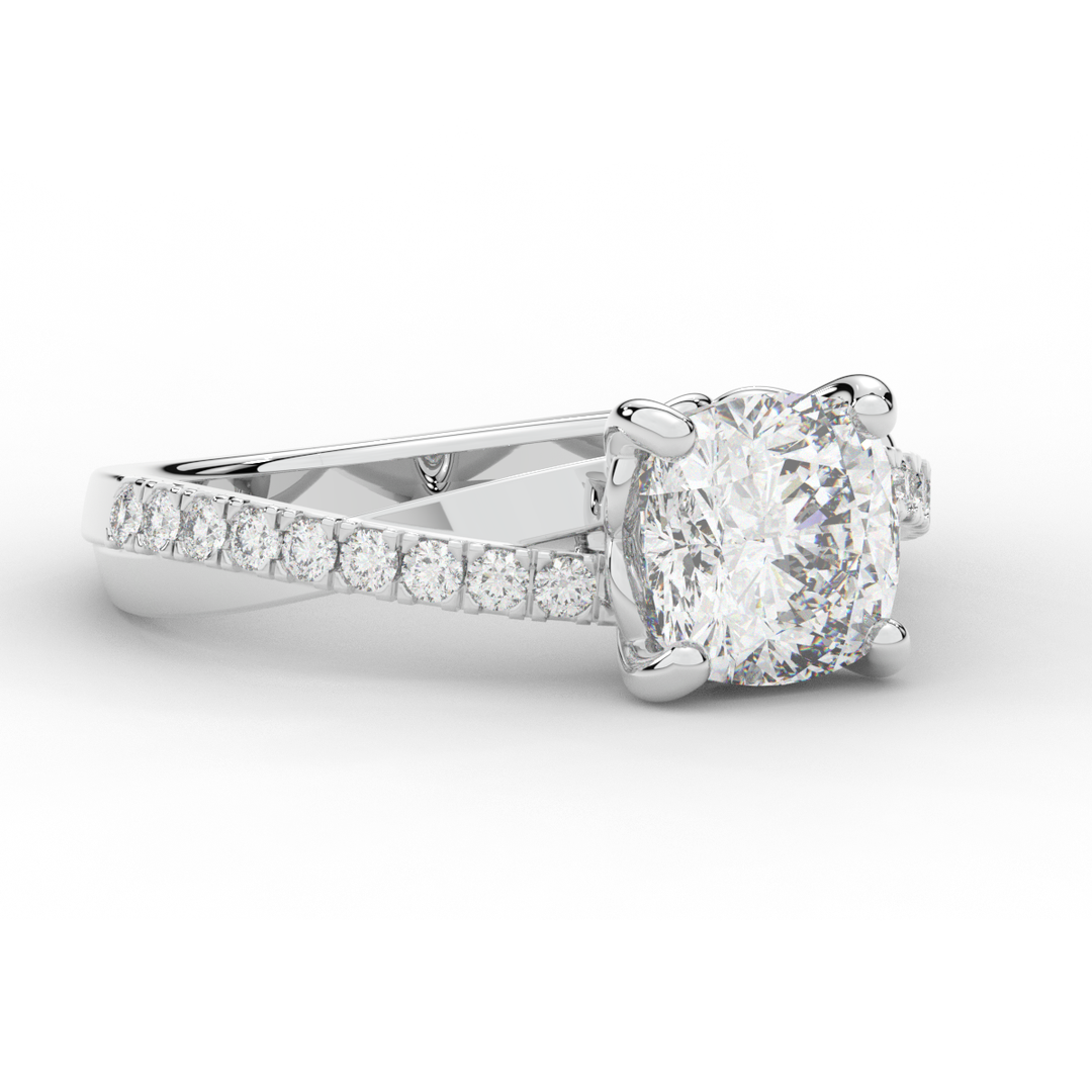 2.20CT.TW CUSHION LAB DIAMOND TWISTBAND ENGAGEMENT RING - Nazarelle