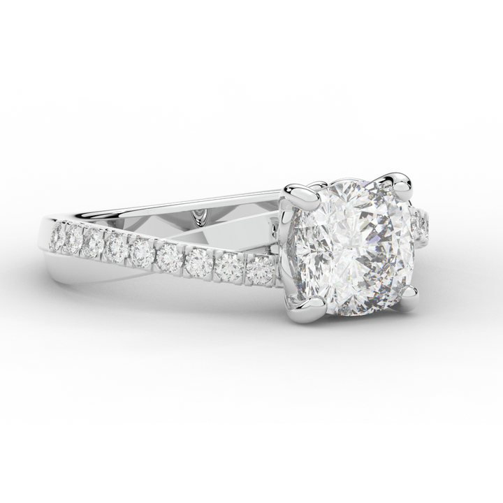 2.20CT.TW CUSHION LAB DIAMOND TWISTBAND ENGAGEMENT RING - Nazarelle