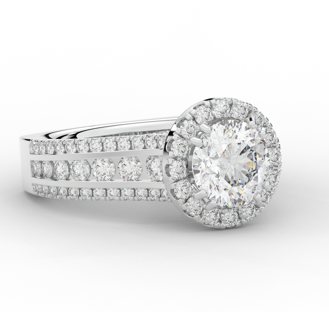 2.90CT.TW ROUND LAB DIAMOND HALO ENGAGEMENT RING - Nazarelle