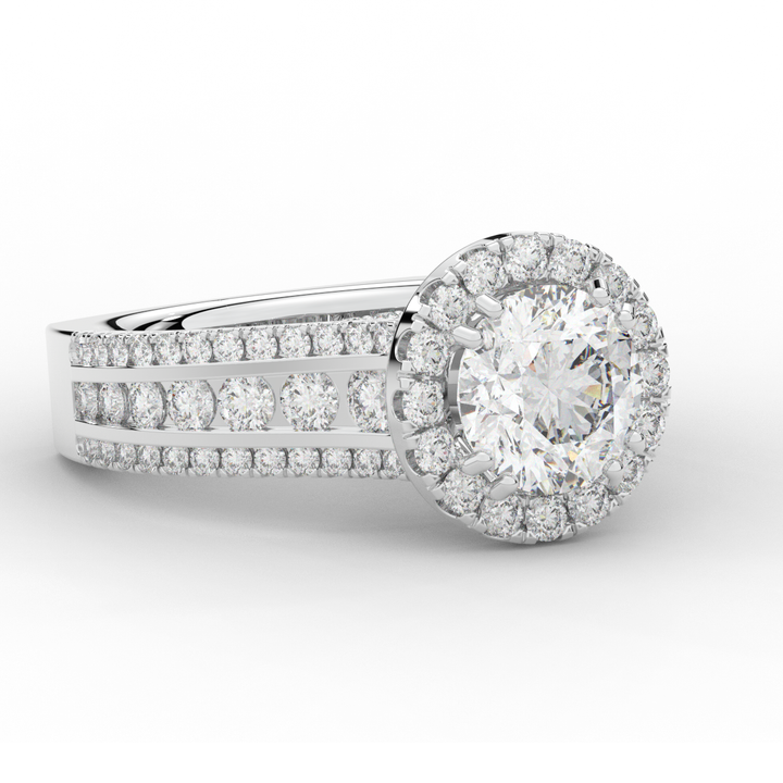 2.90CT.TW ROUND LAB DIAMOND HALO ENGAGEMENT RING - Nazarelle