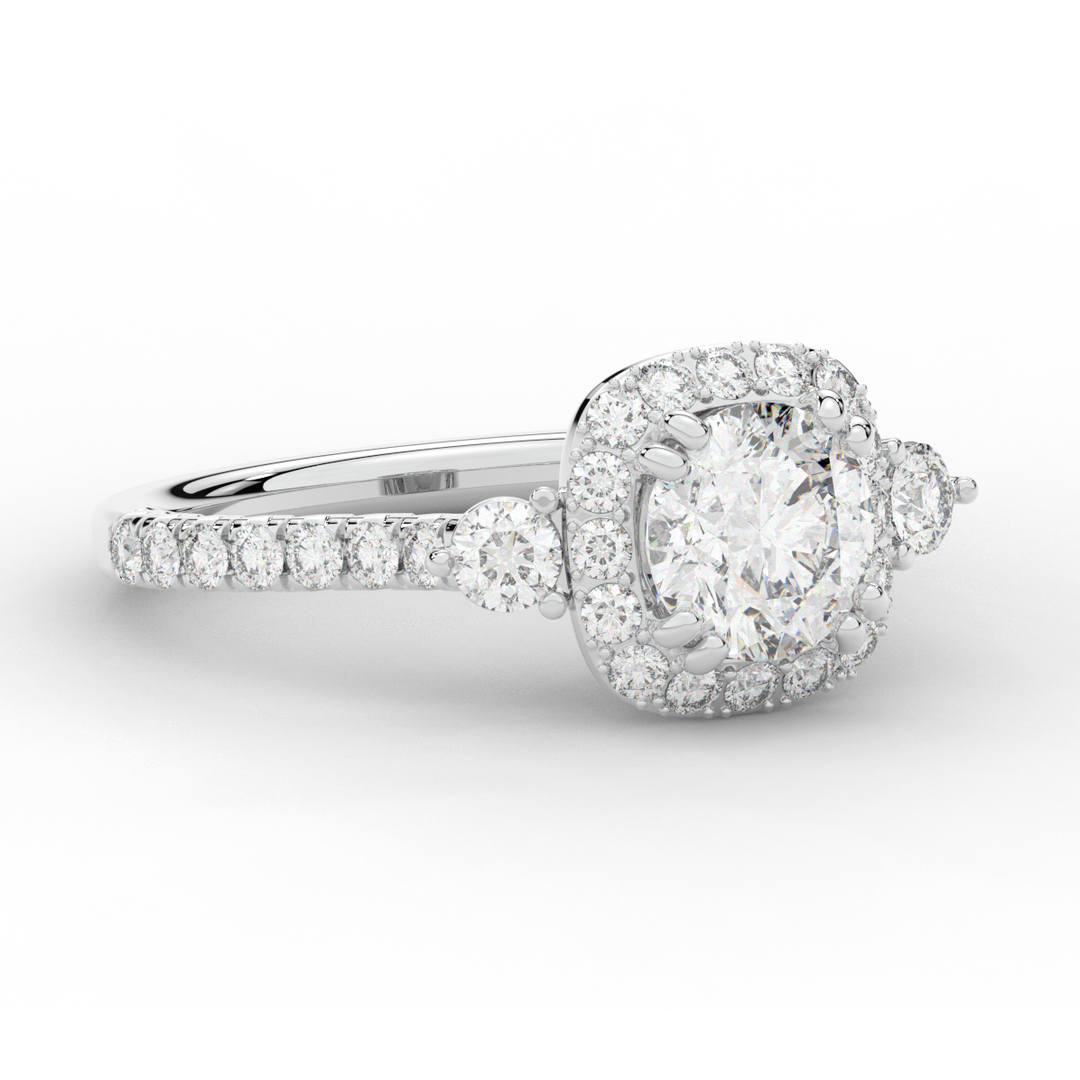 1.75CT.TW ROUND LAB DIAMOND HALO ENGAGEMENT RING - Nazarelle