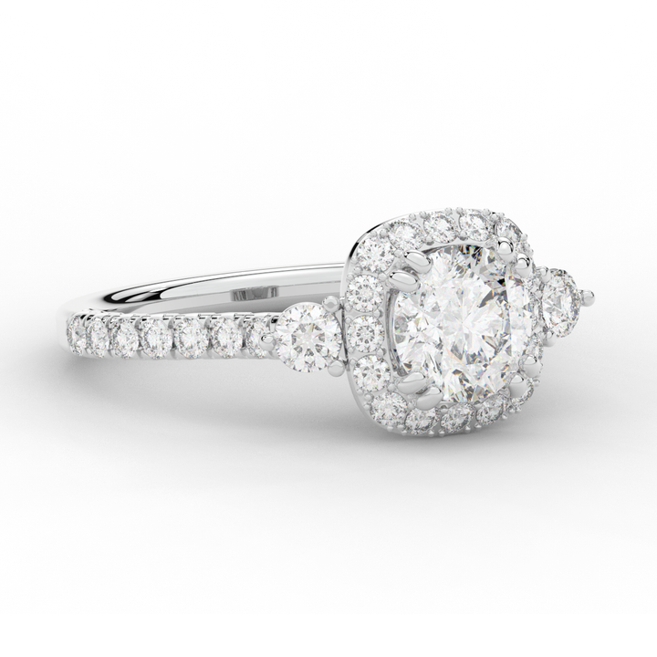 1.75CT.TW ROUND LAB DIAMOND HALO ENGAGEMENT RING - Nazarelle