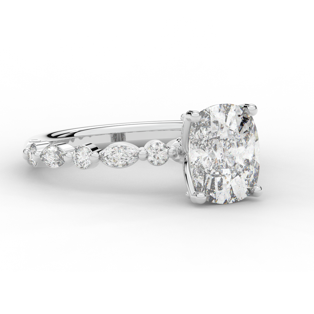 2.60CT.TW CUSHION LAB DIAMOND SOLITAIRE ENGAGEMENT RING - Nazarelle