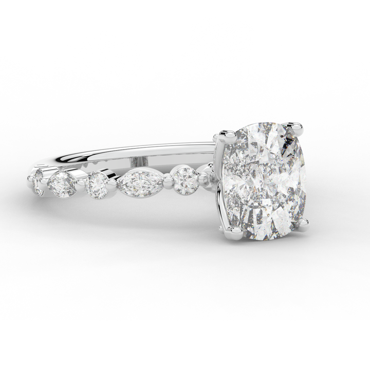 2.60CT.TW CUSHION LAB DIAMOND SOLITAIRE ENGAGEMENT RING - Nazarelle