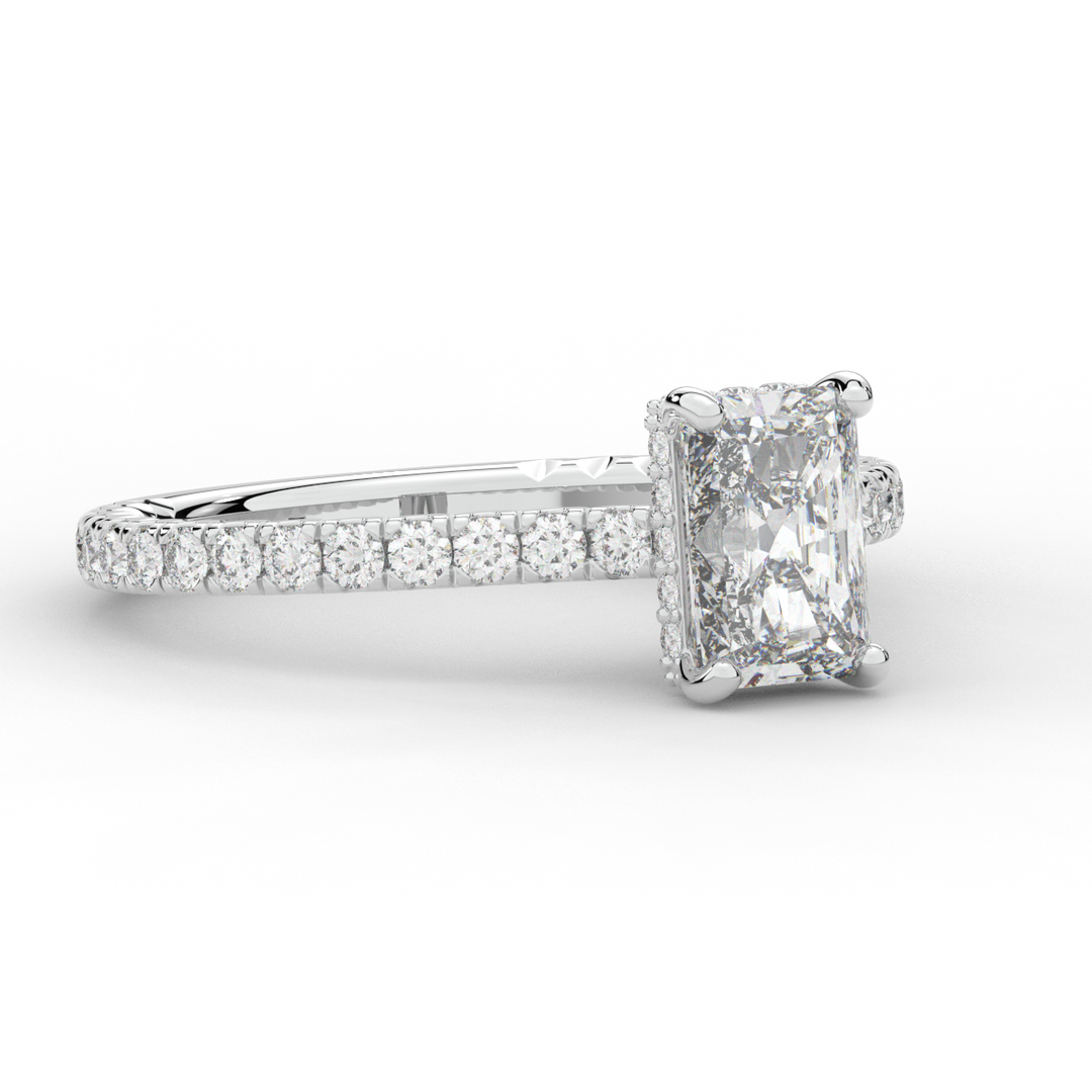 2.10CT.TW RADIANT LAB DIAMOND UNDERHALO SOLITAIRE ENGAGEMENT RING - Nazarelle