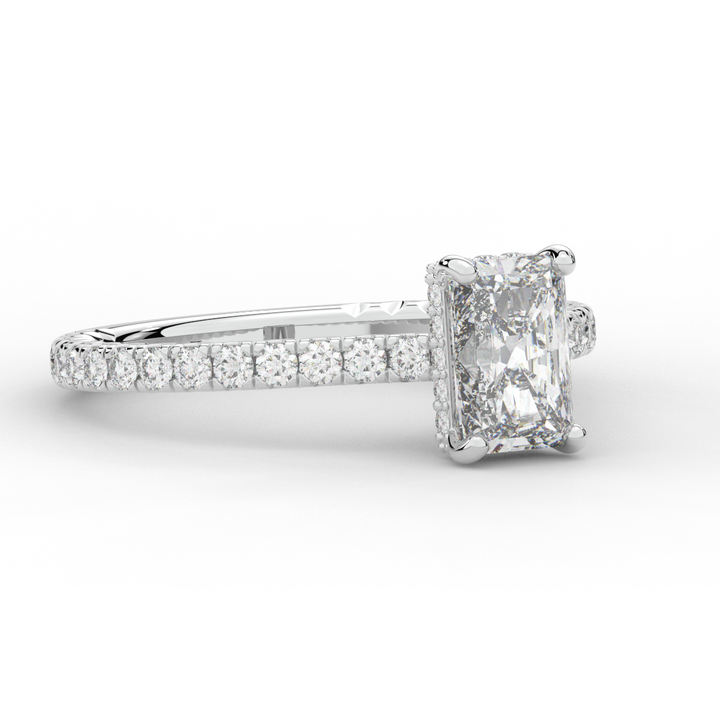 2.10CT.TW RADIANT LAB DIAMOND UNDERHALO SOLITAIRE ENGAGEMENT RING - Nazarelle