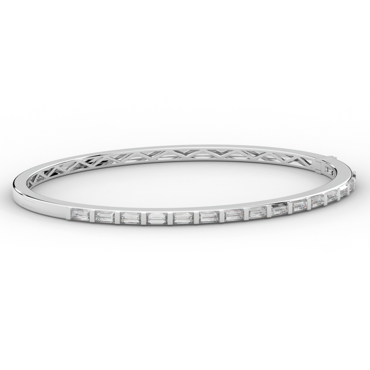 1.50CT.TW BAGUETTE LAB DIAMOND SHARED PRONG BANGLE - Nazarelle