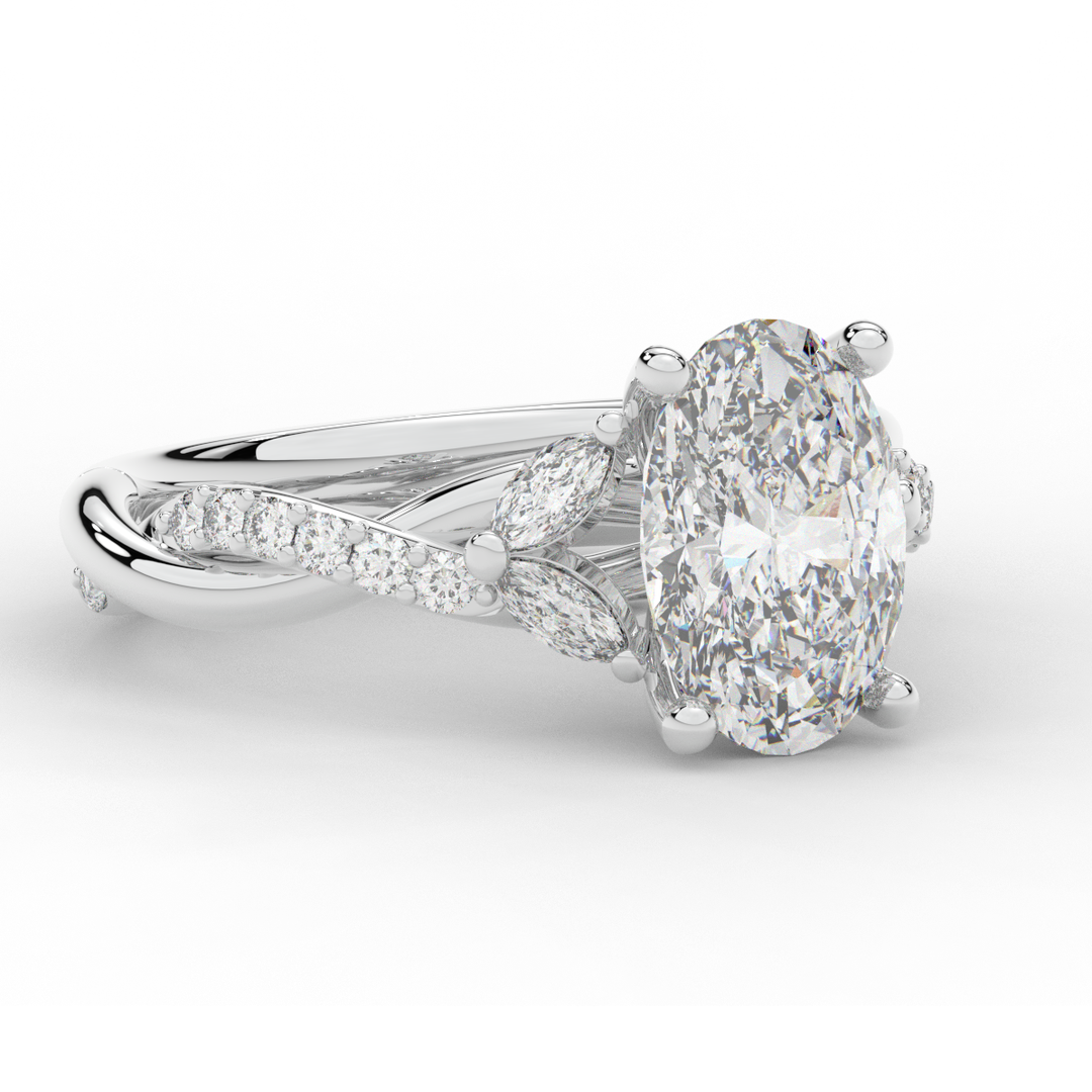 2.40CT.TW OVAL LAB DIAMOND TWIST ENGAGEMENT RING - Nazarelle