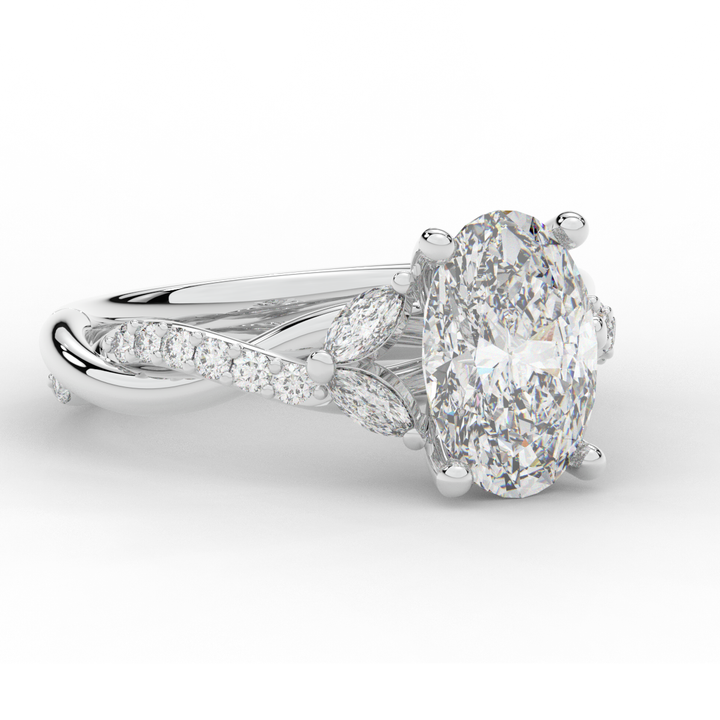 2.40CT.TW OVAL LAB DIAMOND TWIST ENGAGEMENT RING - Nazarelle