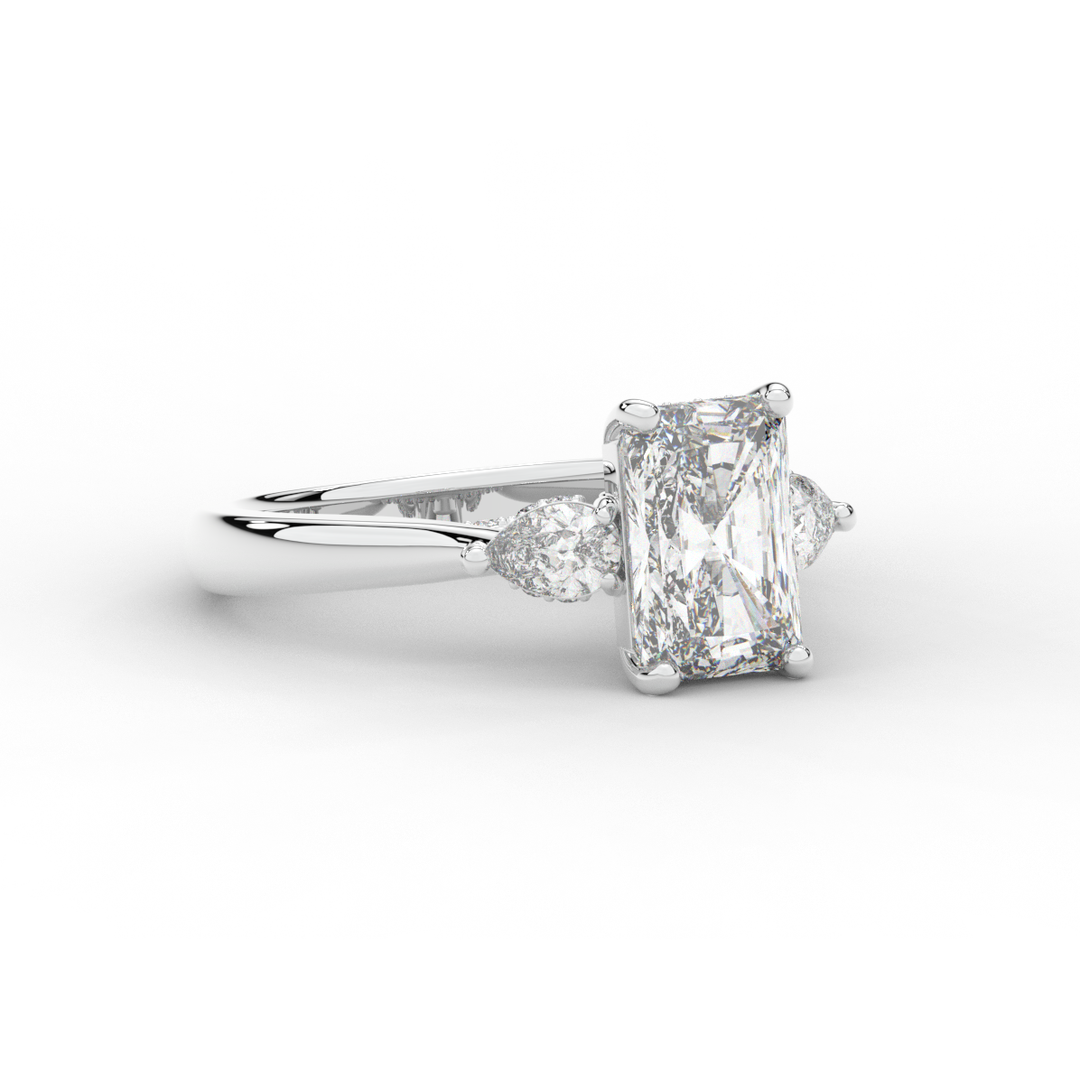 2.40CT.TW RADIANT LAB DIAMOND 3 STONE ENGAGEMENT RING - Nazarelle