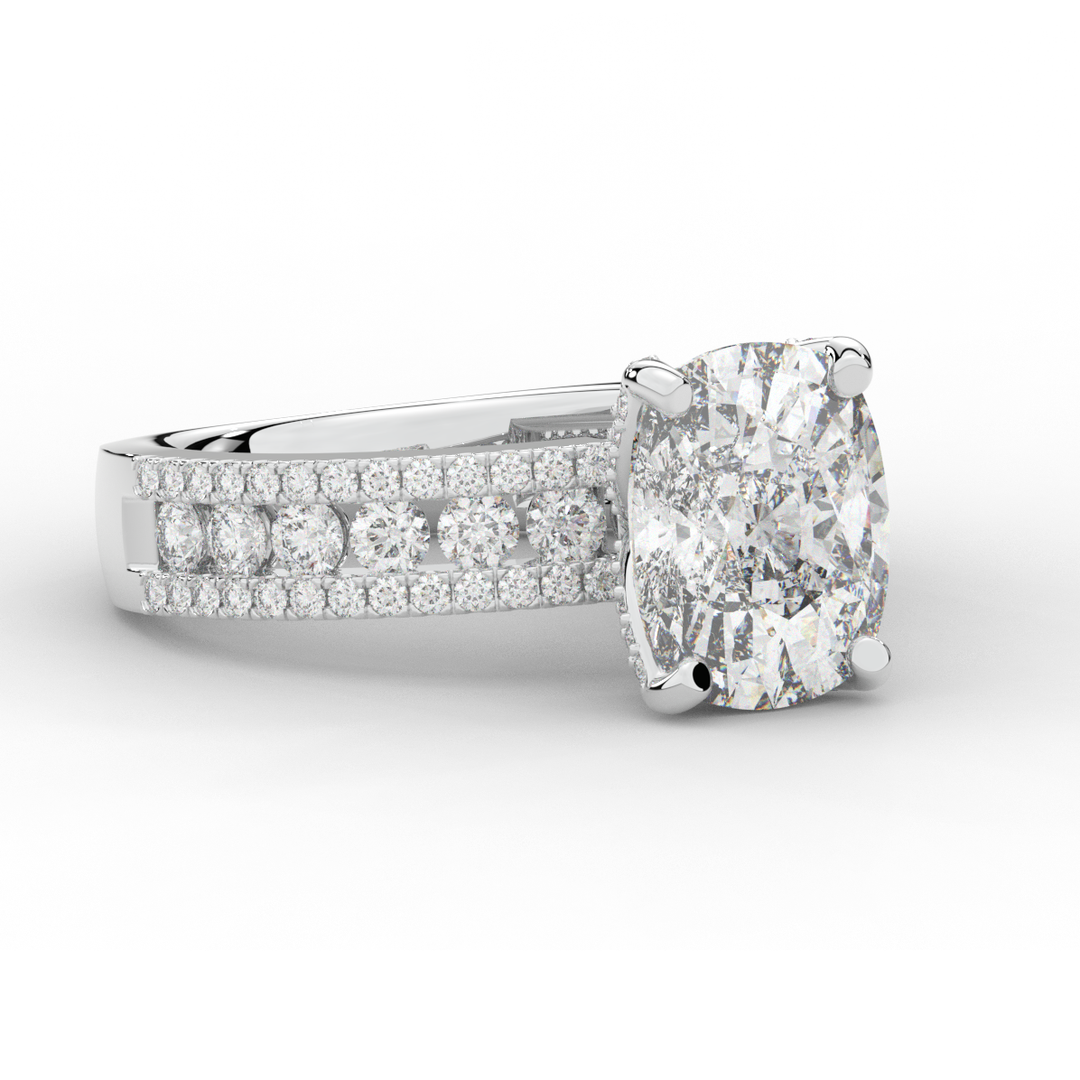 3.95CT.TW CUSHION LAB DIAMOND SOLITAIRE ENGAGEMENT RING - Nazarelle