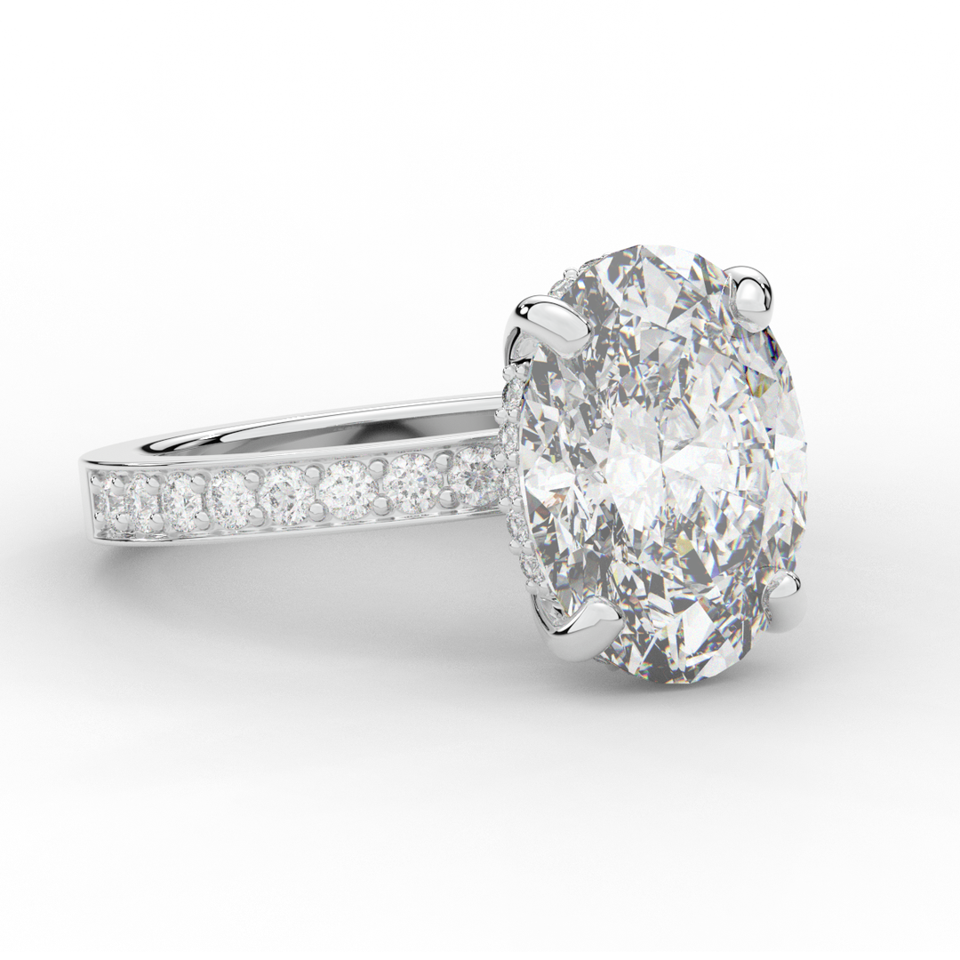 4.30CT.TW OVAL LAB DIAMOND BAND ENGAGEMENT RING - Nazarelle