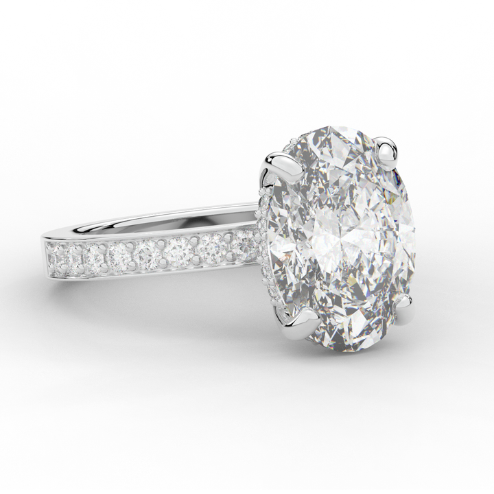 4.30CT.TW OVAL LAB DIAMOND BAND ENGAGEMENT RING - Nazarelle
