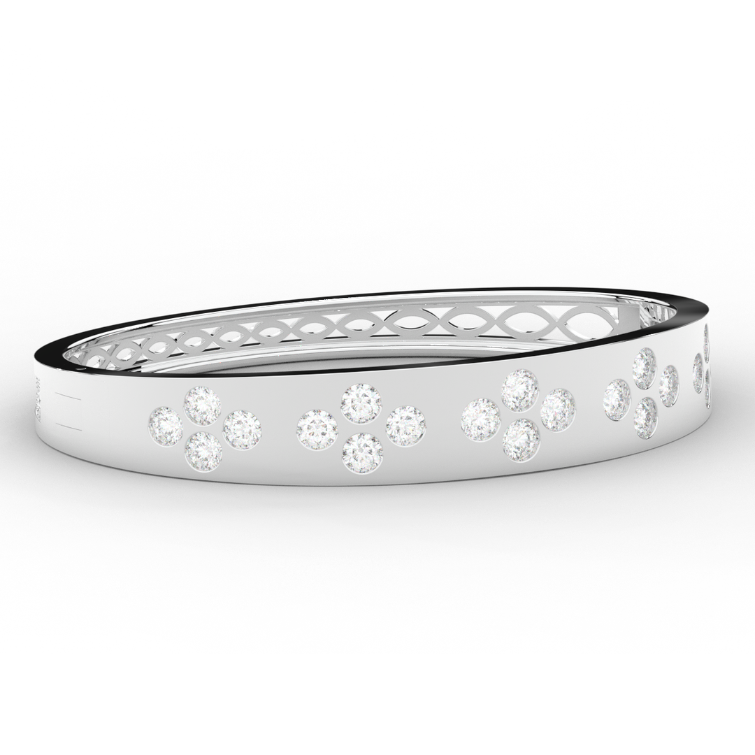 4.10CT.TW ROUND LAB DIAMOND BEZEL SET BANGLE - Nazarelle