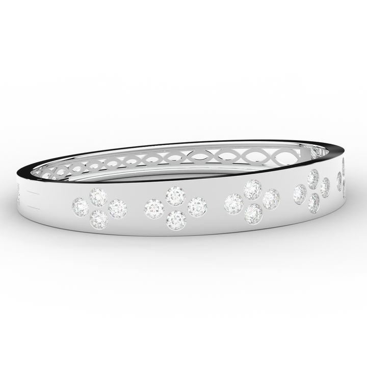 4.10CT.TW ROUND LAB DIAMOND BEZEL SET BANGLE - Nazarelle