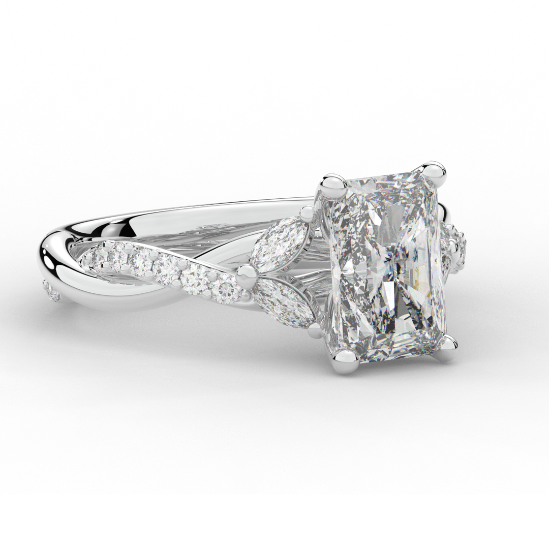2.40CT.TW RADIANT LAB DIAMOND TWIST BAND ENGAGEMENT RING - Nazarelle