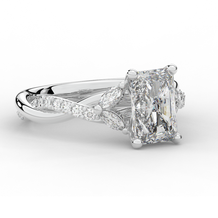 2.40CT.TW RADIANT LAB DIAMOND TWIST BAND ENGAGEMENT RING - Nazarelle