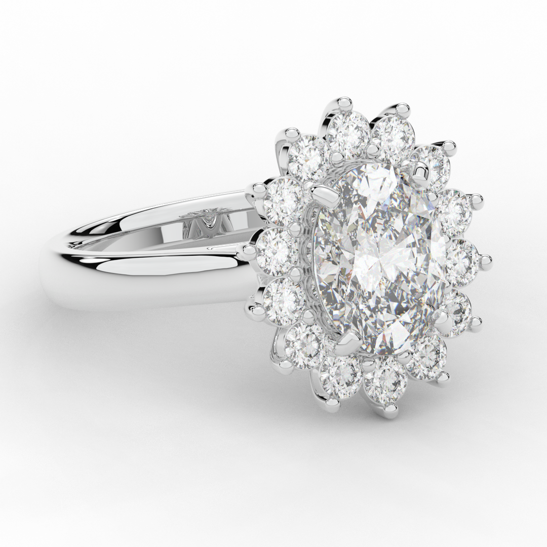 2.65CT.TW OVAL LAB DIAMOND HALO ENGAGEMENT RING - Nazarelle