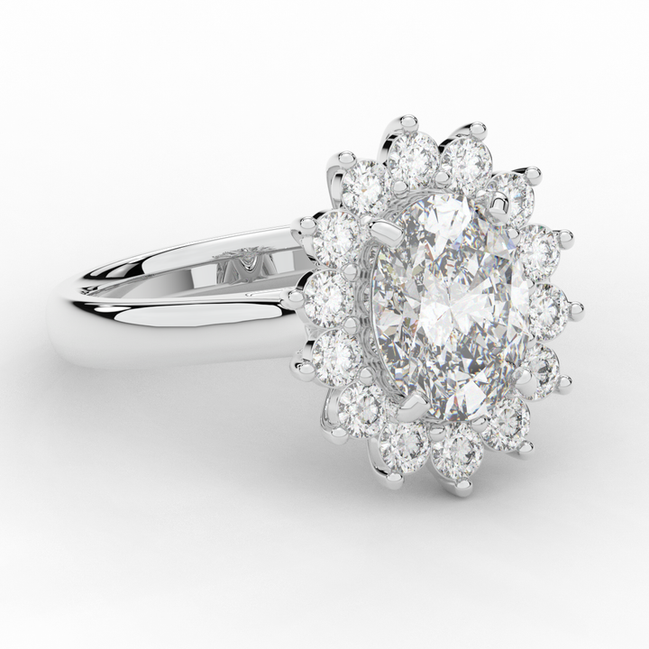 2.65CT.TW OVAL LAB DIAMOND HALO ENGAGEMENT RING - Nazarelle