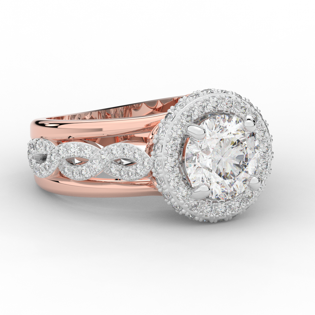 2.85CT.TW ROUND LAB DIAMOND HALO TWO TONE ENGAGEMENT RING - Nazarelle